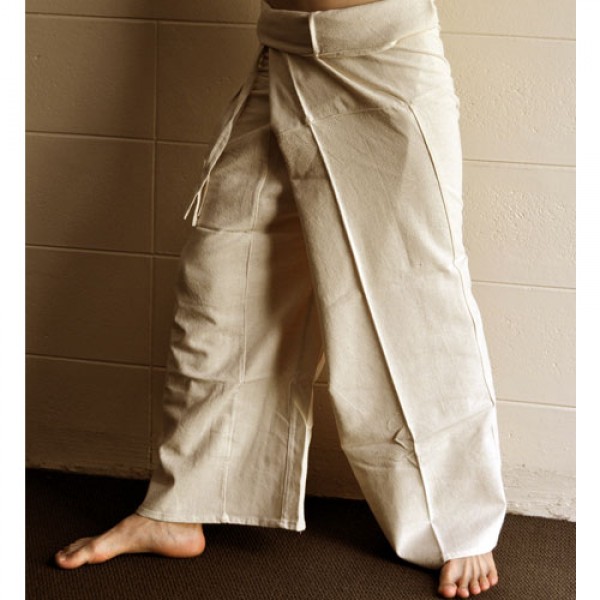 Beige Cotton Fisherman Pants